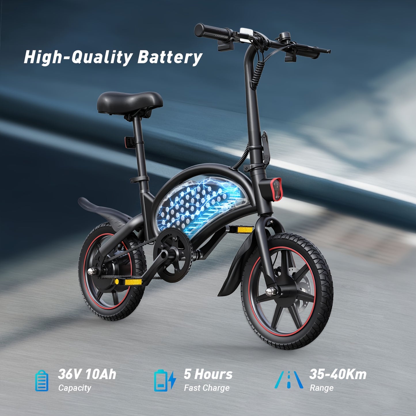 DYU D3F 14” Folding Electric Bike – 250W Motor, 36V 10Ah Battery, 25–30 km/h Top Speed
