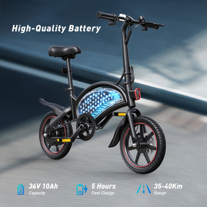 DYU D3F 14” Folding Electric Bike – 250W Motor, 36V 10Ah Battery, 25–30 km/h Top Speed