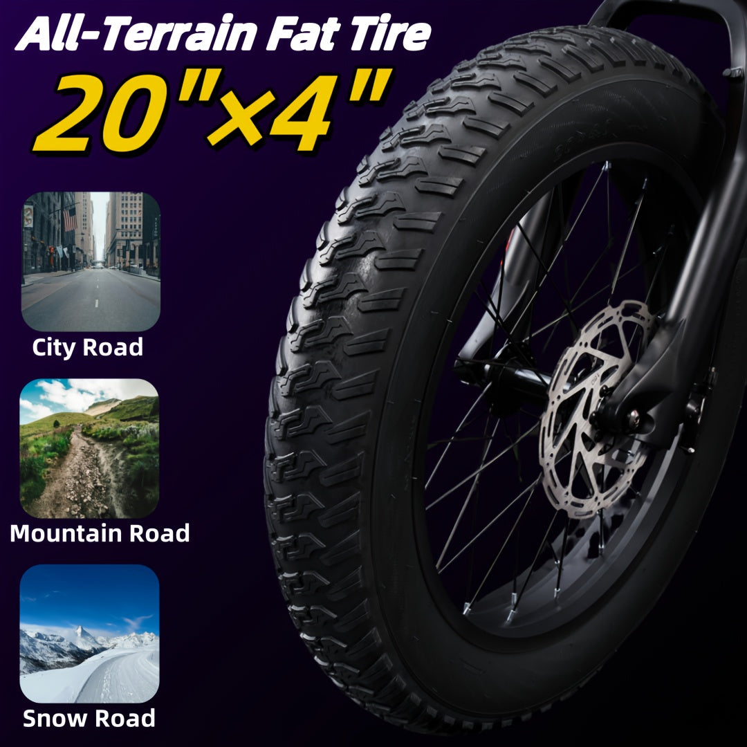 MACFOX X1S Electric Bike – 740W Motor, 48V Battery, 20"x4" Fat Tires, Up to 25MPH