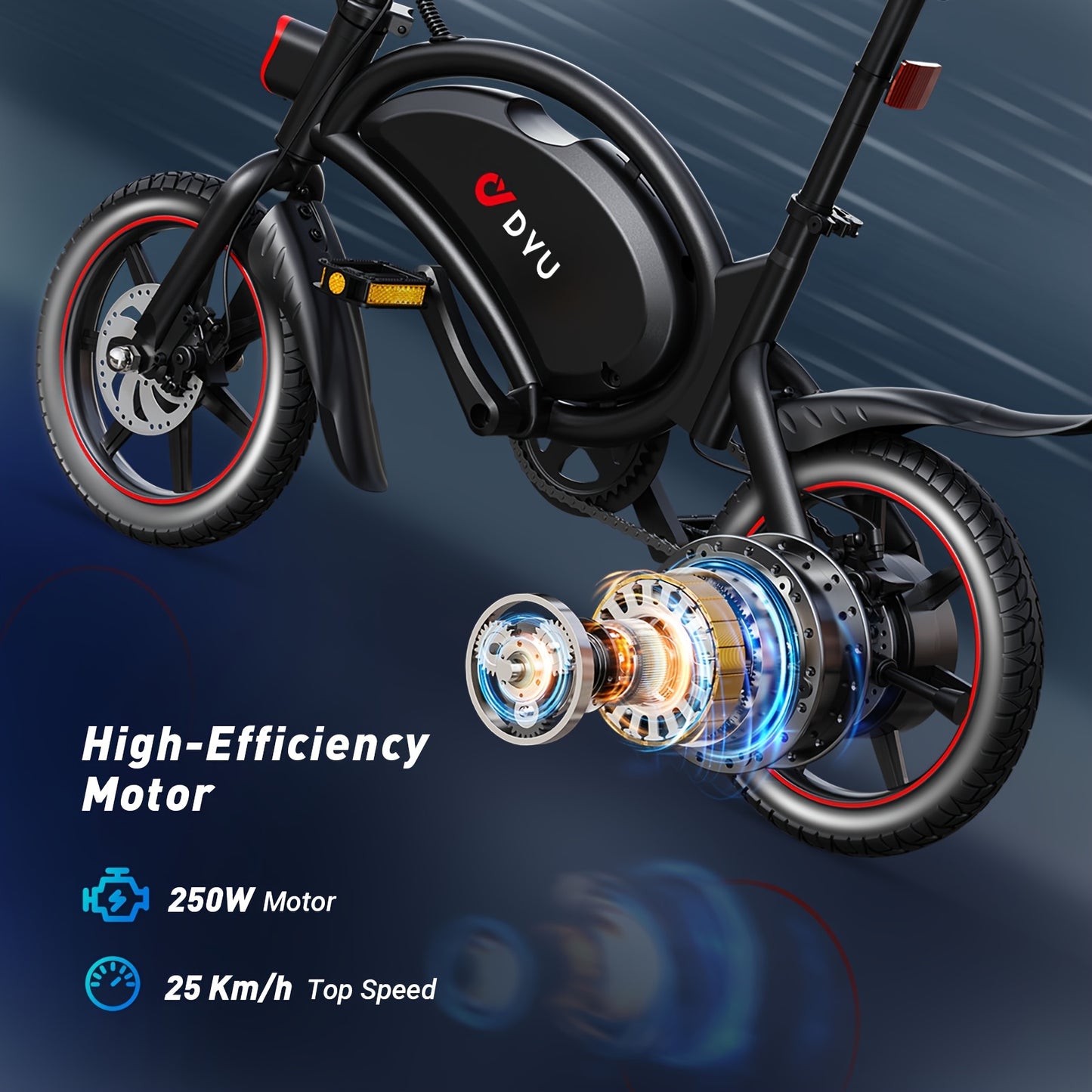 DYU D3F 14” Folding Electric Bike – 250W Motor, 36V 10Ah Battery, 25–30 km/h Top Speed