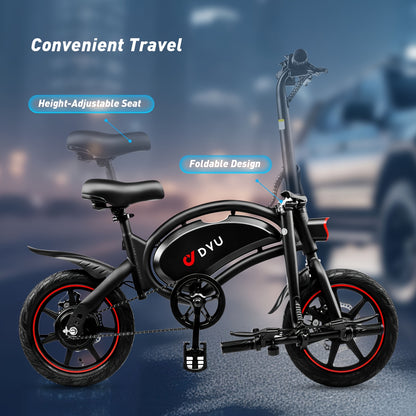 DYU D3F 14” Folding Electric Bike – 250W Motor, 36V 10Ah Battery, 25–30 km/h Top Speed