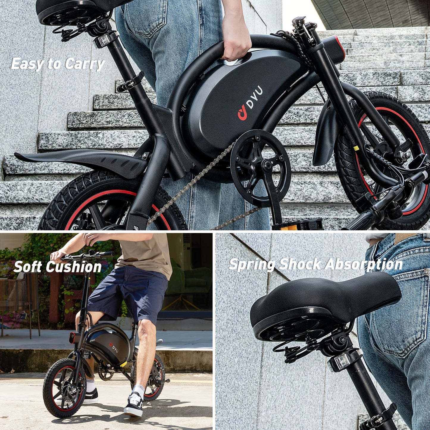 DYU D3F 14” Folding Electric Bike – 250W Motor, 36V 10Ah Battery, 25–30 km/h Top Speed