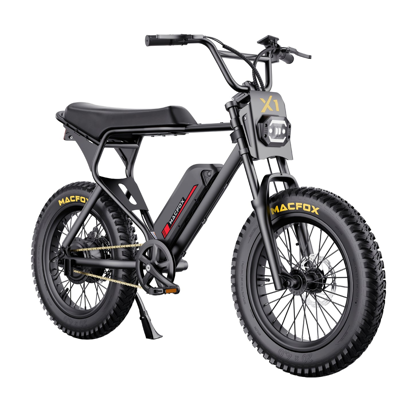MACFOX X1S Electric Bike – 740W Motor, 48V Battery, 20"x4" Fat Tires, Up to 25MPH